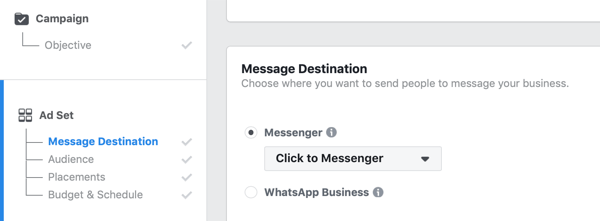 Facebook Fare clic su annunci Messenger, passaggio 1.