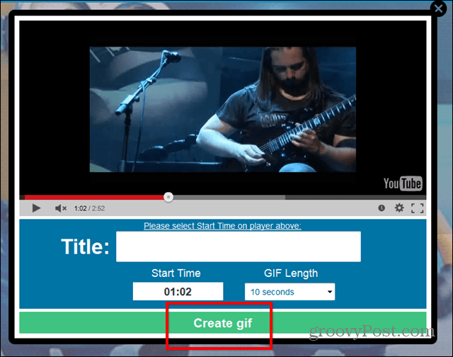 Crea il sito Web di YouTube GIF