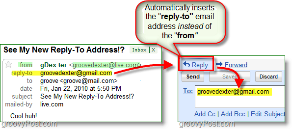 quando imposti un indirizzo email di risposta invia tutte le risposte al tuo indirizzo alternativo