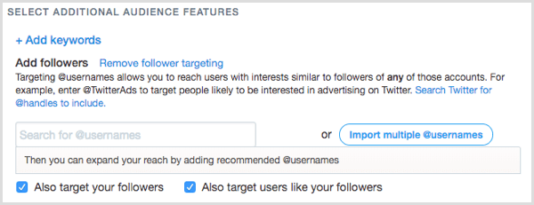Targeting per follower di Twitter Ads
