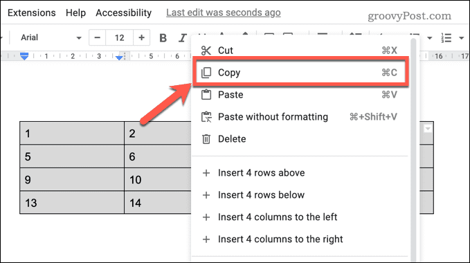 Copia una tabella in Google Documenti