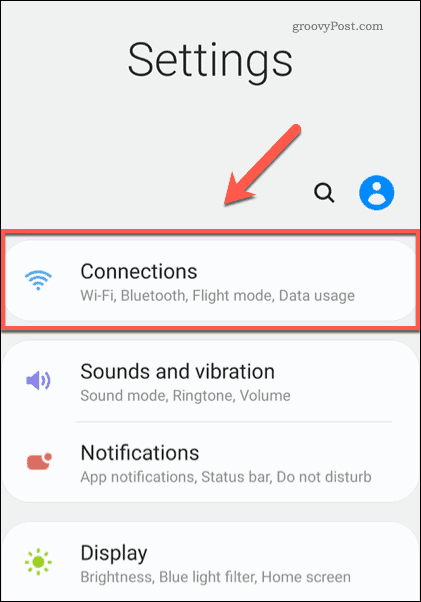 Opzione connessioni impostazioni Android