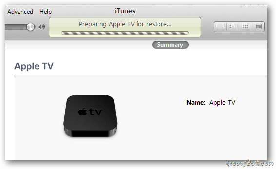 Progressi del ripristino di Apple TV