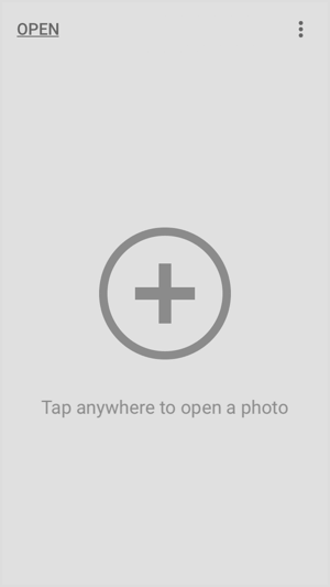 Tocca un punto qualsiasi dello schermo per importare la tua immagine nell'app mobile Snapseed.