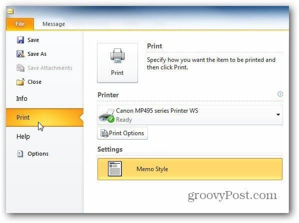 Outlook 2010: stampa solo una pagina di un messaggio