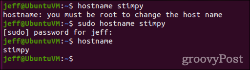 come modificare il nome host in Linux usando il comando hostname