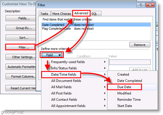 Schermata: Filtro installazione barra attività di Outlook 2007