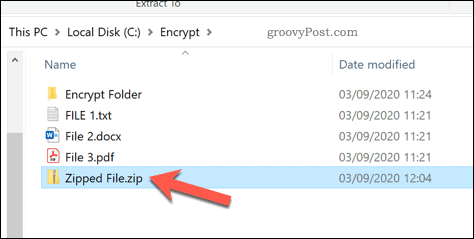 Apertura di un file zip in Windows 10