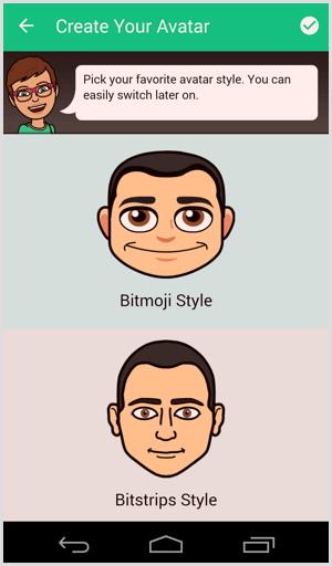 bitmoji scegli lo stile avatar