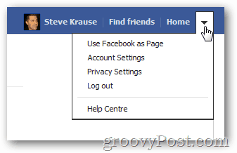 menu delle opzioni di Facebook