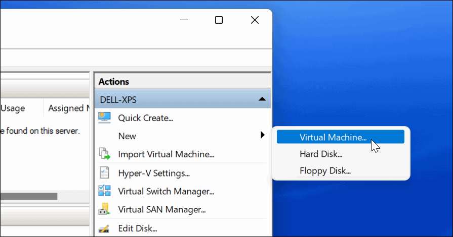 nuova macchina virtuale hyper-v