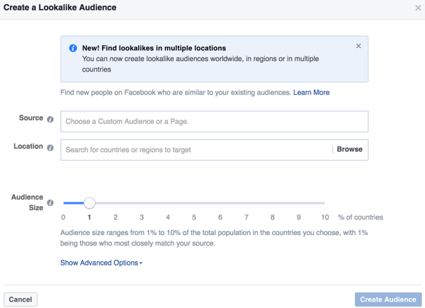 Facebook Ads Manager ti consente di creare un pubblico simile a un pubblico che ha già interagito con la tua attività.