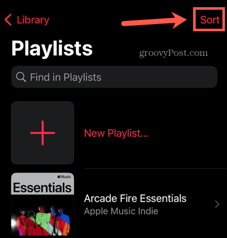 playlist di ordinamento musicale Apple