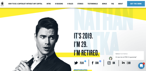 Il sito web di Nathan Latka.