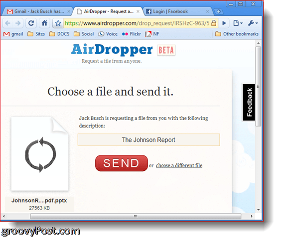 Dropbox AirDropper - Scegli il file da inviare