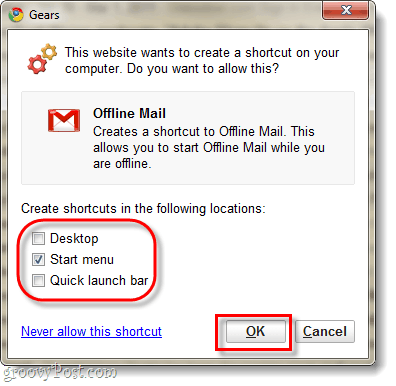 creare un collegamento gmail offline