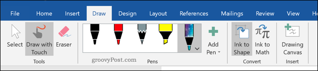 La scheda Disegna sulla barra multifunzione di Word