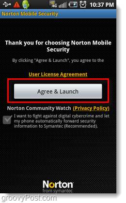 accetto l'accordo Android di Norton