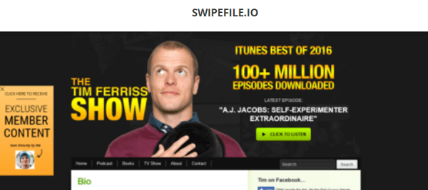 Prendi ispirazione da SwipeFile.io.