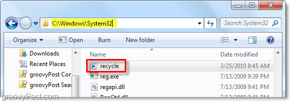 mettere il cestino nella cartella system32 di Windows 7