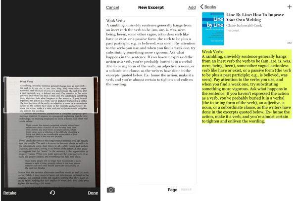 Estratto - L'app per iOS Evidenziatore di libri, come acquisire uno screenshot del passaggio dal libro