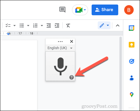 Pulsante di aiuto per la digitazione vocale di Google Documenti