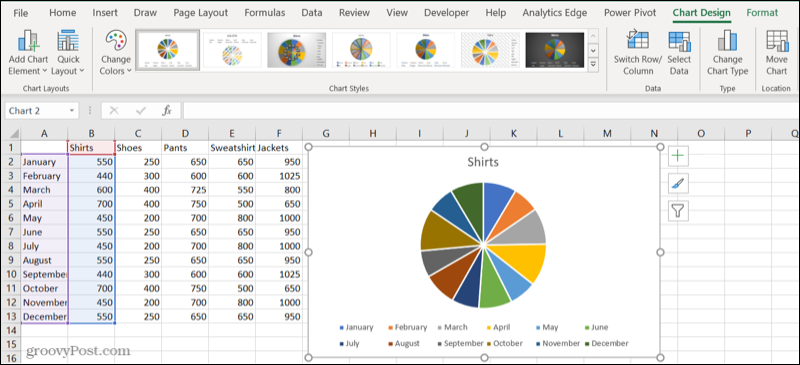 Grafico a torta in un foglio Excel