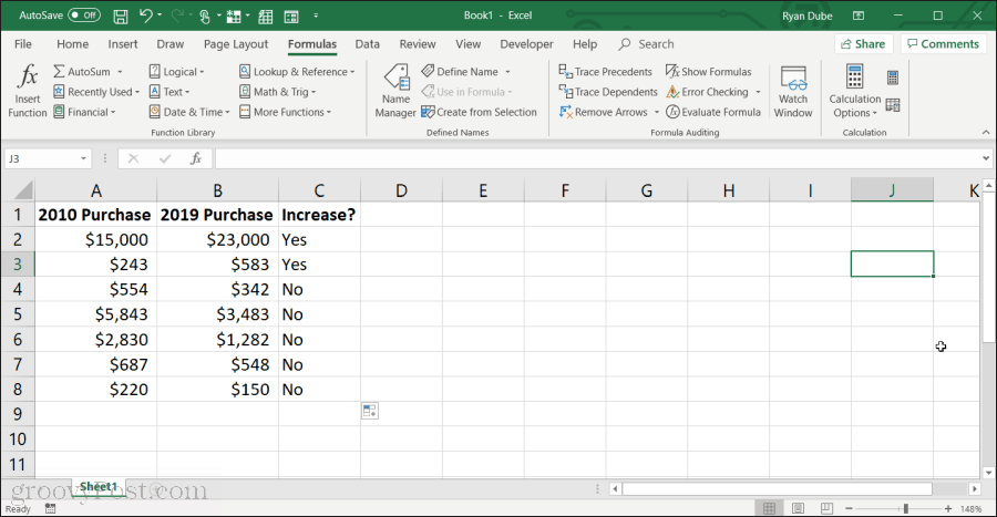 usando la funzione if in Excel