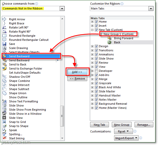 aggiungere comandi alla barra multifunzione in Office 2010