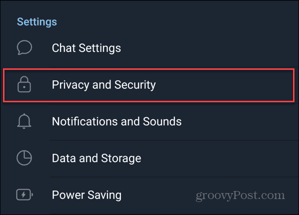 Impostazioni di privacy e sicurezza in Telegram su Android