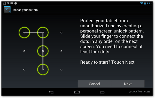 Imposta un blocco schermo su Google Nexus 7 Tablet