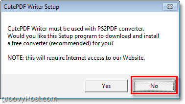 evitare di installare PS2PDF in Windows 7