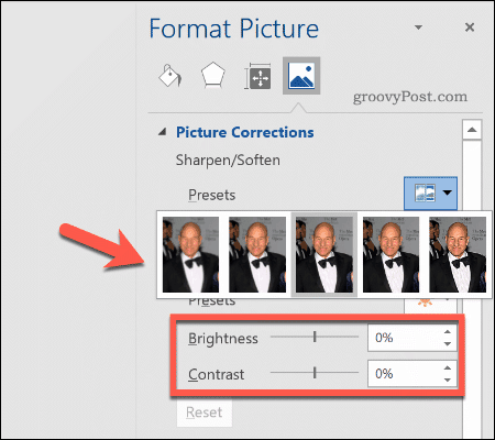 Esecuzione di correzioni di immagini in Word