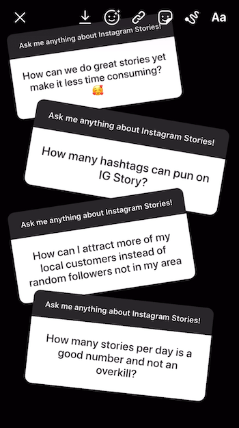 aggiungi più risposte adesive Domande all'immagine della storia di Instagram