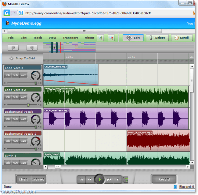 myna audio editor ti consente di collegare l'audio e aggiungere effetti speciali