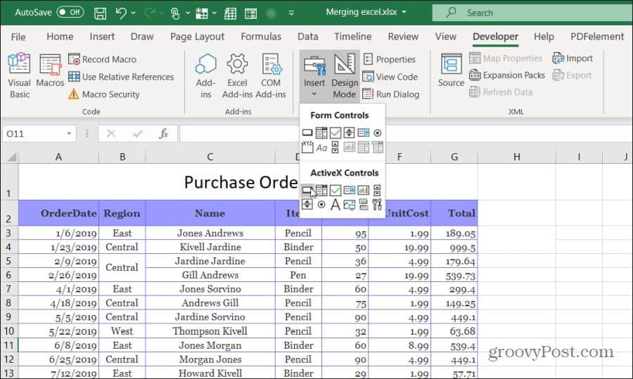 inserendo un pulsante in Excel