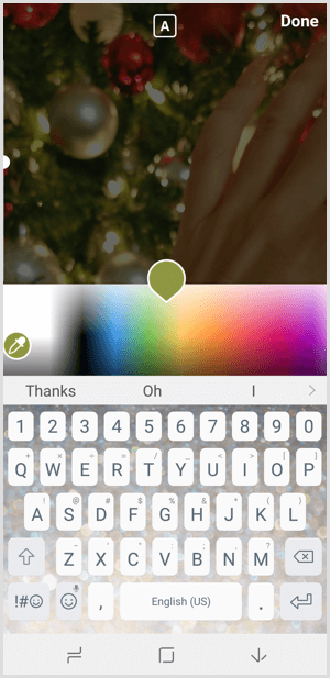 Le storie di Instagram scelgono il colore del testo dalla tavolozza