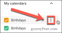 L'icona del menu a tre punti in Google Calendar