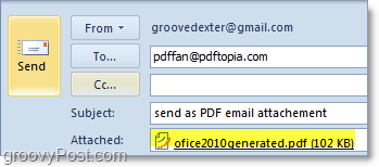 invio di un pdf convertito e allegato automaticamente in Outlook 2010