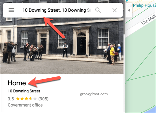Esempio di indirizzo di casa in Google Maps