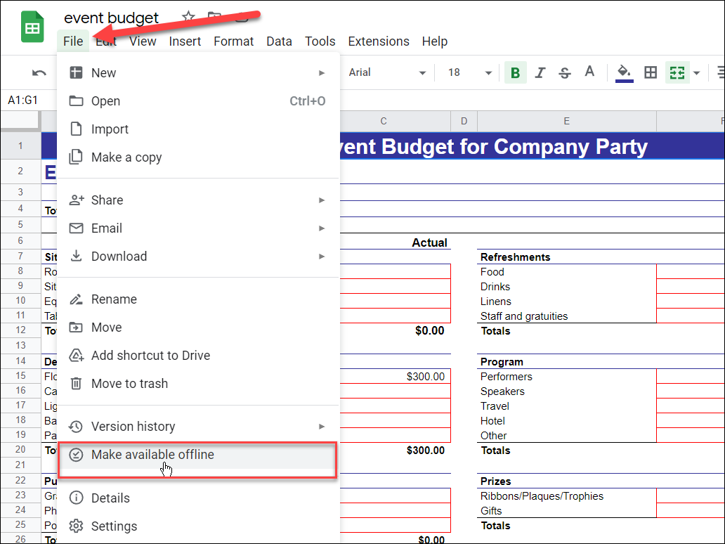 usa Google Docs offline