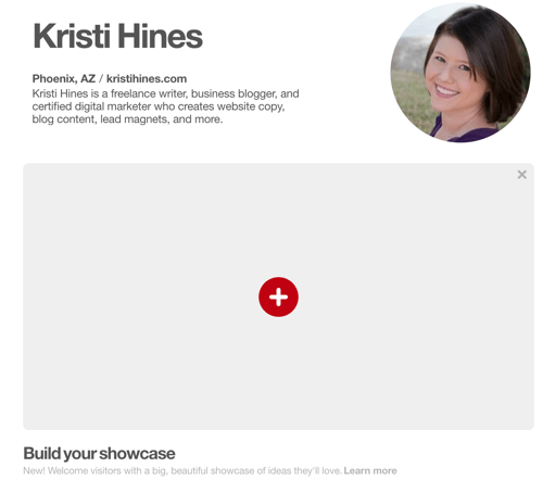 Scopri se hai la funzione Pinterest Showcase.