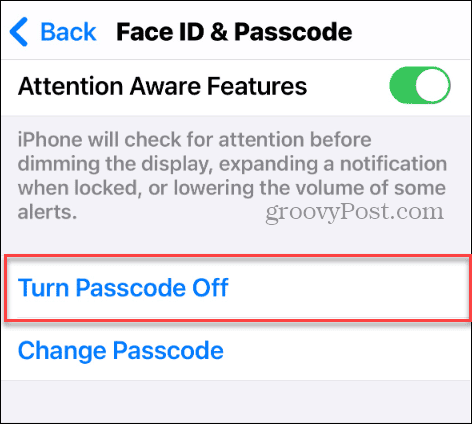 Disabilita il passcode sul tuo iPhone