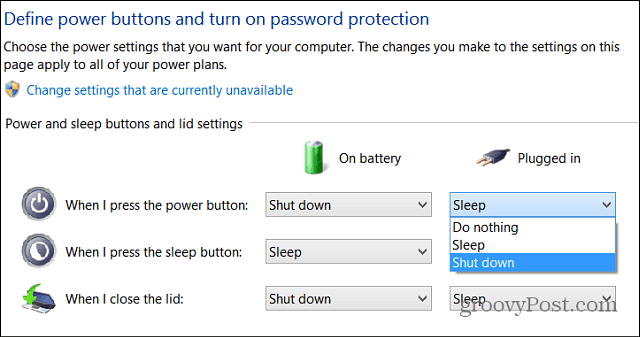 Imposta il pulsante di accensione fisica Windows 8