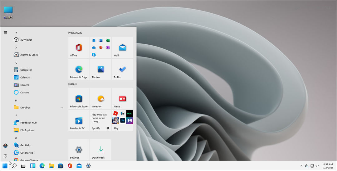 Ripristina il menu Start classico di Windows 10 con Live Tile su Windows 11