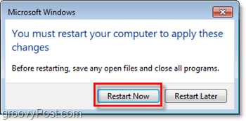 riavviare il computer per terminare la disattivazione di Internet Explorer 8 in Windows 7