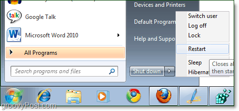 riavvia il computer Windows 7