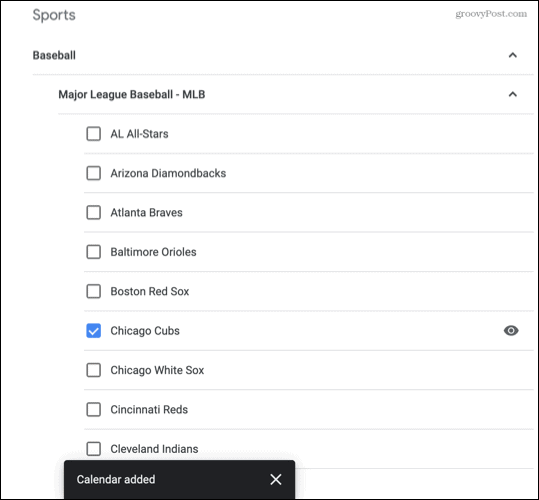 Sport aggiunti a Google Calendar