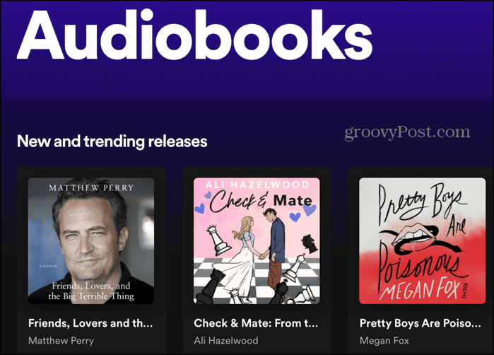 Spotify elenco degli audiolibri