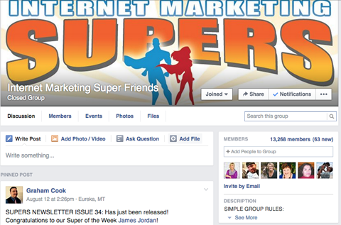 gruppo facebook di super amici di internet marketing